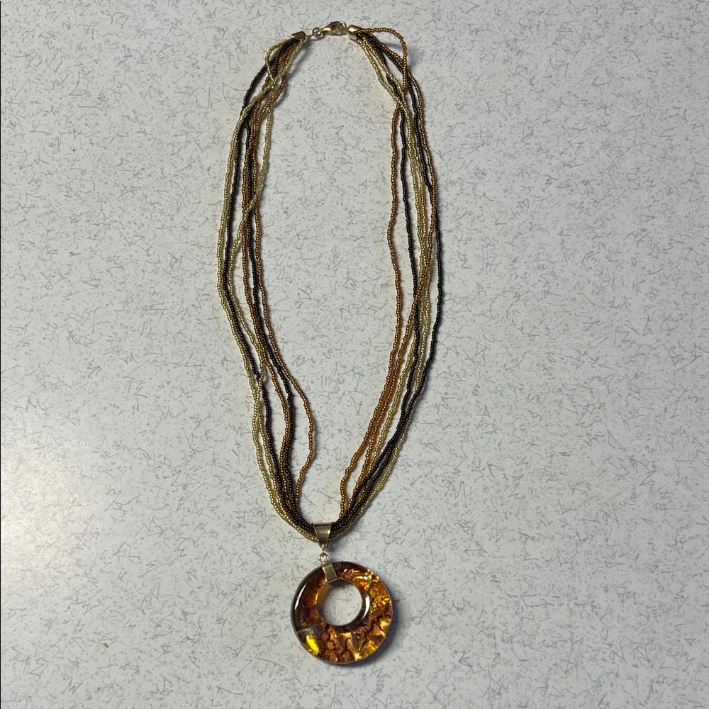 14K Yellow Gold Venetian Glass Necklace & Earrings